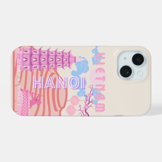 Vietnam Reiskunst, Roze iPhone 15 Hoesje (Achterkant horizontaal)
