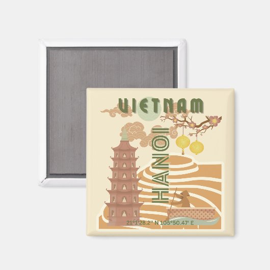 Vietnam Reizen Kunst, Magneet (Voorkant / Achterkant)