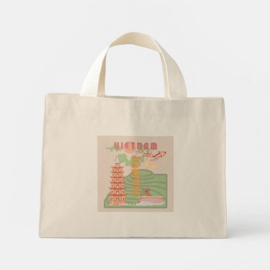 Vietnam Reizen Kunst, Mini Tote Bag (Achterkant)