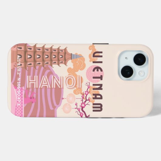 Vietnam Reizen Kunst, Retro Case-Mate iPhone Case (Achterkant (horizontaal))