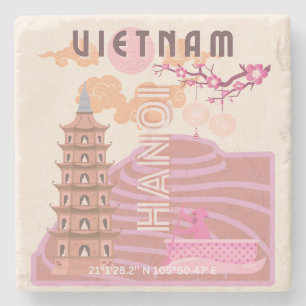Vietnam Reizen Kunst, Retro Stenen Onderzetter