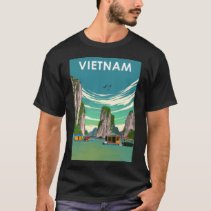Vietnam Retro Minimal Country Travel Poste T-shirt