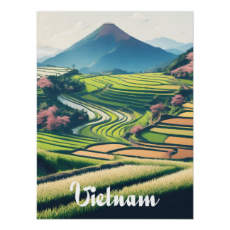 Vietnam Rice Terraces Travel Poster