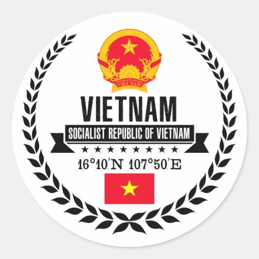 Vietnam Ronde Sticker (Voorkant)