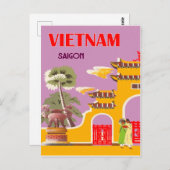Vietnam, Saigon, vintage-reis Briefkaart (Voorkant / Achterkant)