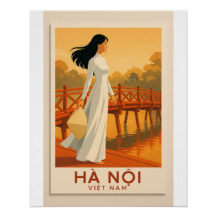 Vietnam Travel – Vietnamees meisje in witte jurk Perfect Poster
