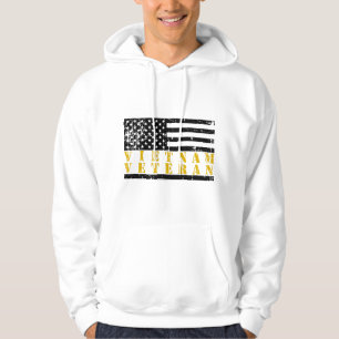 Vietnam Veteraan Gele Tekst Versleten Amerikaanse  Hoodie