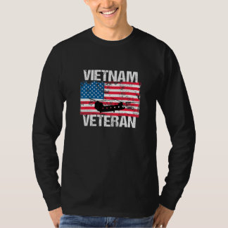 Vietnam Veteran Transport Helicopter  US Flag T-shirt