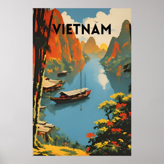 Vietnam Vintage Travel Poster (Voorkant)