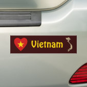 Vietnam Vlag hart + kaart Bumpersticker (Op auto)