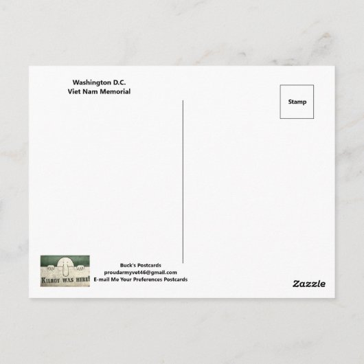 Vietnam Wall Memorial in Washington D.C. Briefkaart (Achterkant)