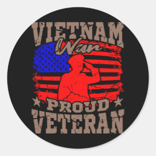 VIETNAM WAR PROUD VETERAN American Veteran Gift Ronde Sticker