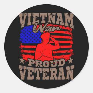 VIETNAM WAR PROUD VETERAN American Veteran Gift Ronde Sticker