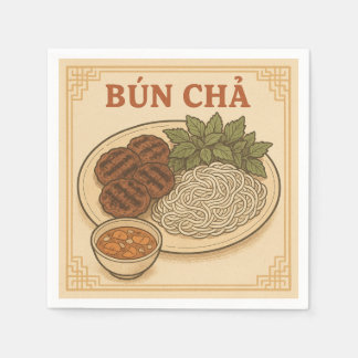 Vietnamees Bún Chả (retro stijl) Servet