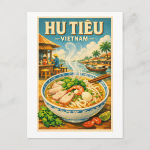 Vietnamees Hu Tieu, in een klassieke retro stijl Briefkaart
