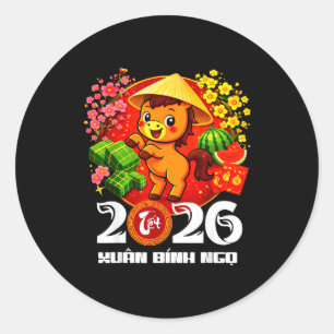 Vietnamees Maans Nieuwjaar Paard Ronde Sticker