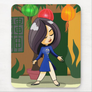 Vietnamees meisje in een Ao Dai Muismat