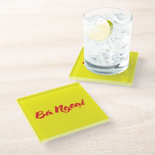 Vietnamees (moeder) grootmoeder - Bà Ngoi Glazen Onderzetter (Schuin)