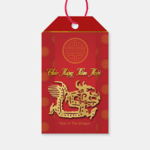 Vietnamees Nieuwjaar Dragon papier-cut gepersonali Cadeaulabel