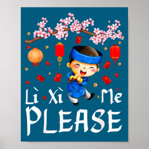 Vietnamees Nieuwjaar Li Xi Me Please Ao Dai B Poster