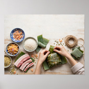 Vietnamese Chung Cake Maken Poster