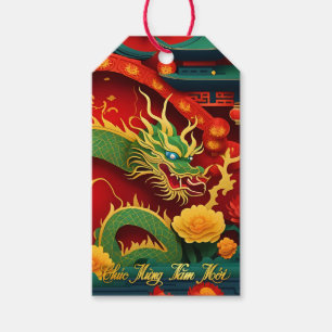 Vietnamese Groene Draak Nieuwjaar 2024 persGT Cadeaulabel