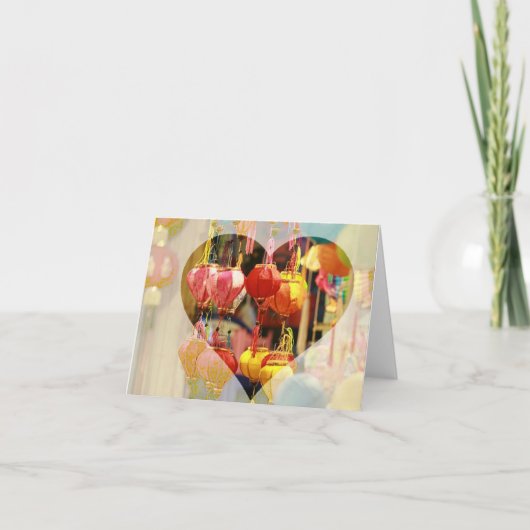 Vietnamese Lantern Folded Notecard Bedankkaart (Voorkant)