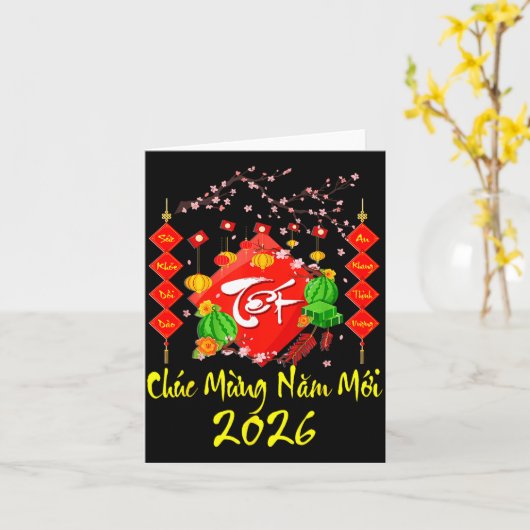 Vietnamese Lunar New Year 2026 Tet Viet Chuc Mung  Kaart (Gele Bloem)