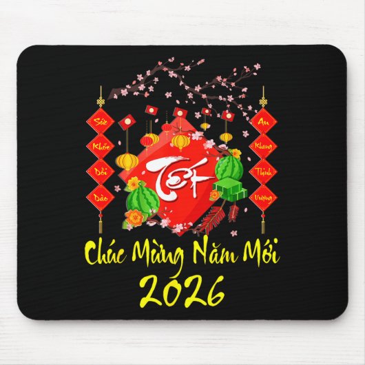 Vietnamese Lunar New Year 2026 Tet Viet Chuc Mung  Muismat (Voorkant)