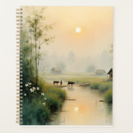 Vietnamese Morning Mist Village Watercolor Art Planner