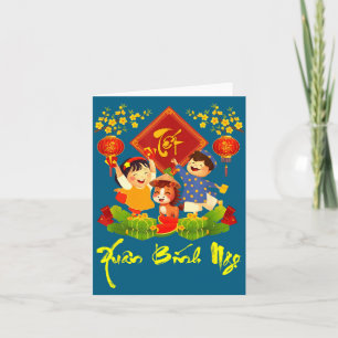 Vietnamese Nieuwjaarsdecoratie Tet Illustratie Kaart