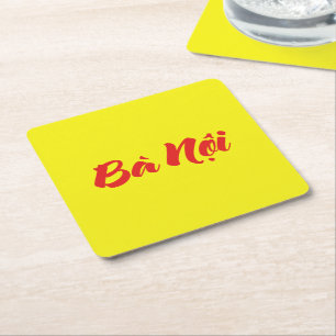 Vietnamese (paternale) oma - Bà Nội Vierkante Kartonnen Onderzetter