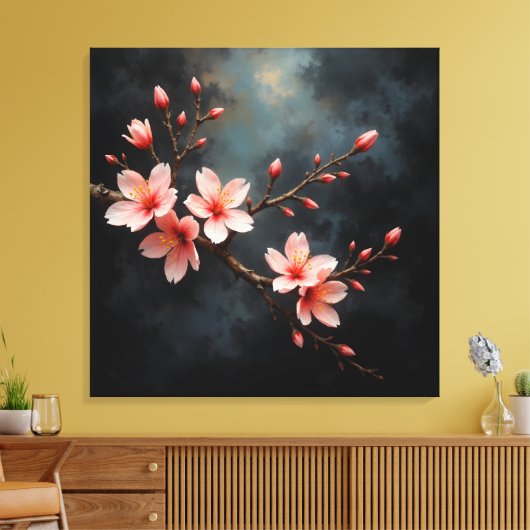 Vietnamese Peach Blossom Art Canvas Afdruk (Insitu (Woonkamer))