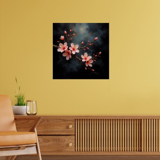 Vietnamese Peach Blossom Art Poster (Woonkamer 2)