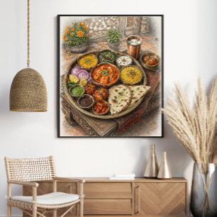 Vietnamese Pho Noodle Soep Schets Poster