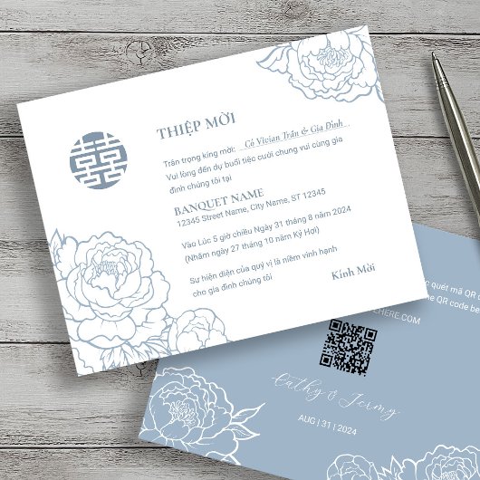 Vietnamese pioenensong Hy Wedding Thiệp Mời