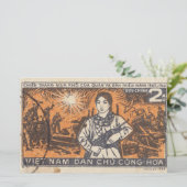 Vietnamese postzegel met een gewapend meisje 1966 briefpapier (Staand voorkant)