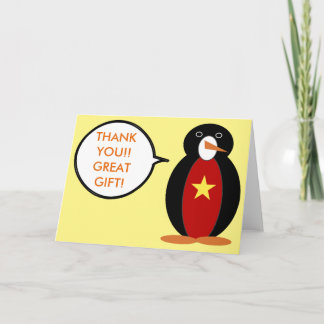 Vietnamese Vlag pratende Mevrouw Pinguïn Bedankkaart