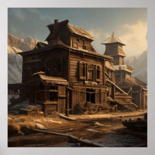 Vieux Abandonné 19e siècle salon beau Poster