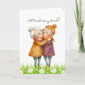 Vieux amis Jeunes Coeurs Carte de voeux vierge (Devant)