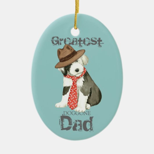Vieux anglais Cheepdog Papa Ornement céramique (Devant)
