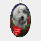 Vieux anglais Sheepdog Noël Cadeaux Ornement (Gauche)