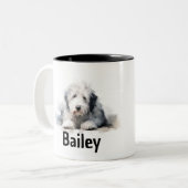 Vieux anglais Sheepdog Watercolor Mug (Devant gauche)