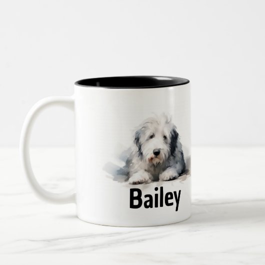 Vieux anglais Sheepdog Watercolor Mug (Gauche)