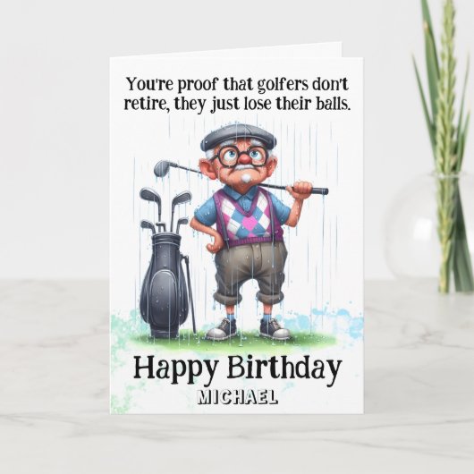 *~* Vieux AP94 Hilarious Man Golf Carte Anniversai (Devant)