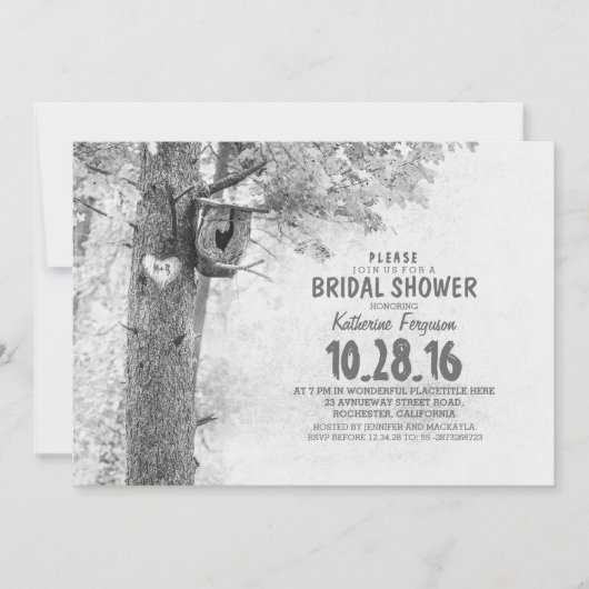 vieux arbre rustique pays nuptiale invitations (Devant)