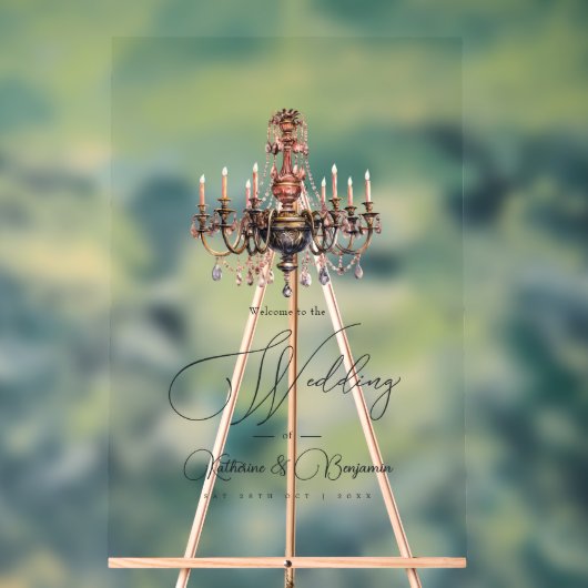 Vieux argent Chandelier esthétique Mariage Bienven (Neutre)