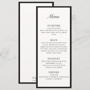 Vieux argent encadré Ivoire Mariage plat menu