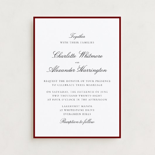 Vieux argent esthétique Faire-part de mariage fron