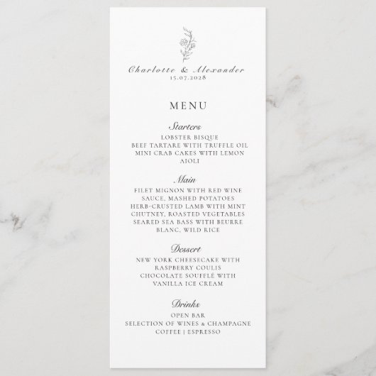 Vieux Argent, Neutre/Transp. bg, Menu Plat Mariage (Devant)